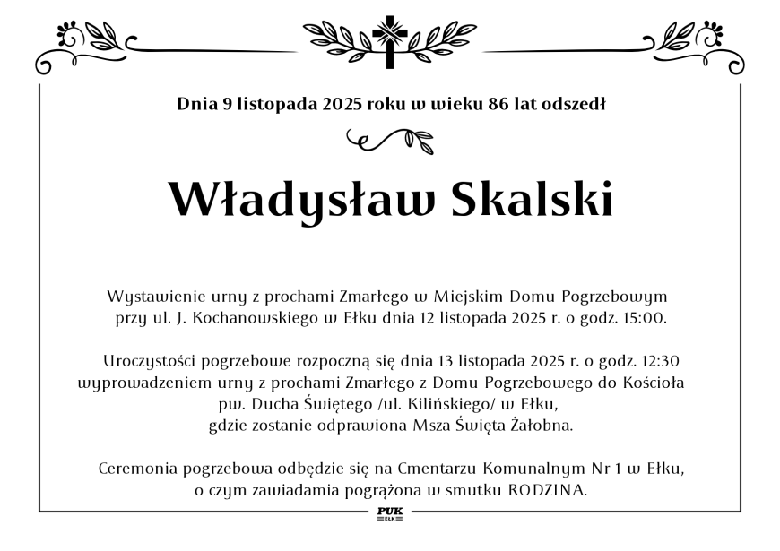 Władysław Skalski - nekrolog